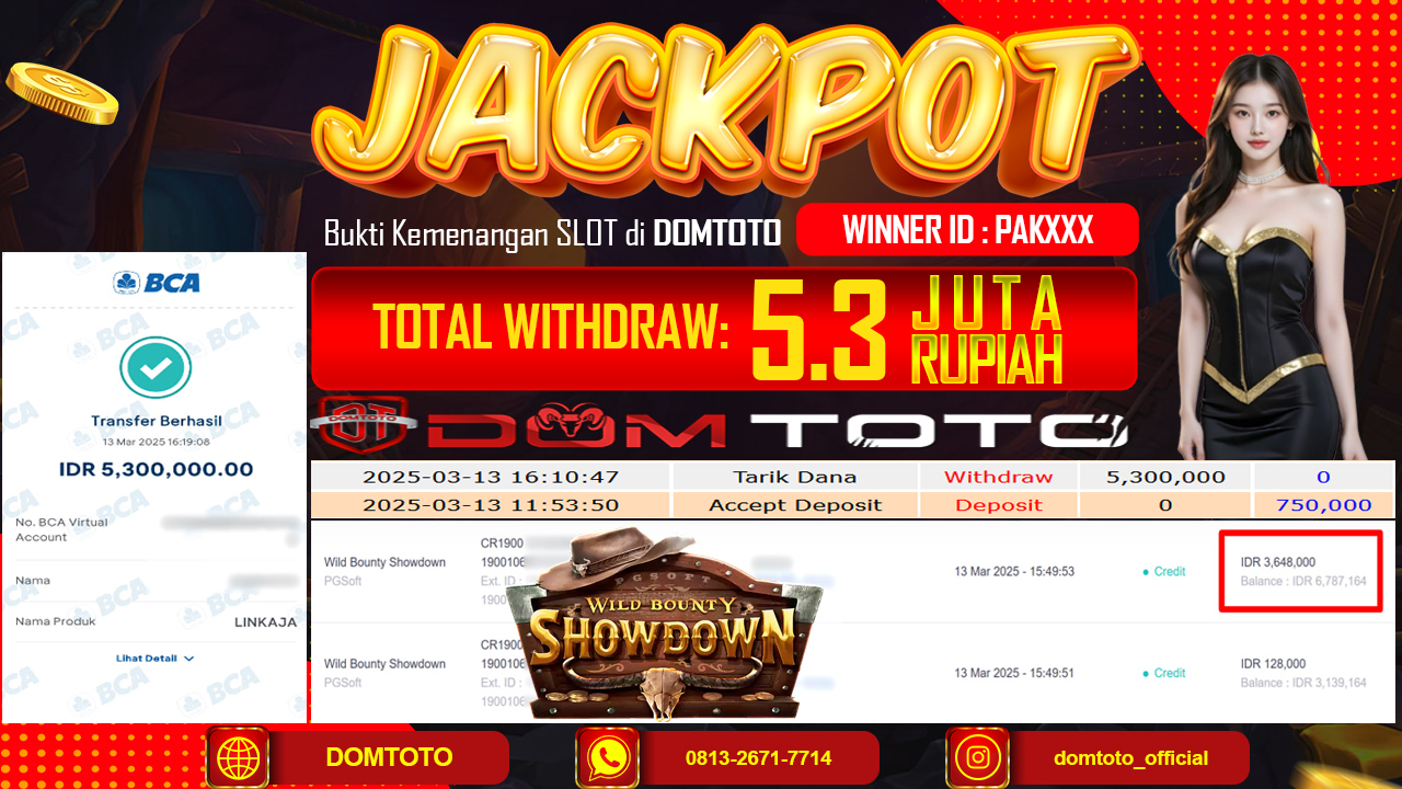 JACKPOT SLOT WILD BOUNTY SHOWDOWN 13 MARET 2025